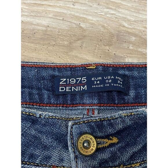 Zara Z1975 Basic Denim Jeans Straight Distressed Stretch Womens Size 2 USA - Picture 4 of 7